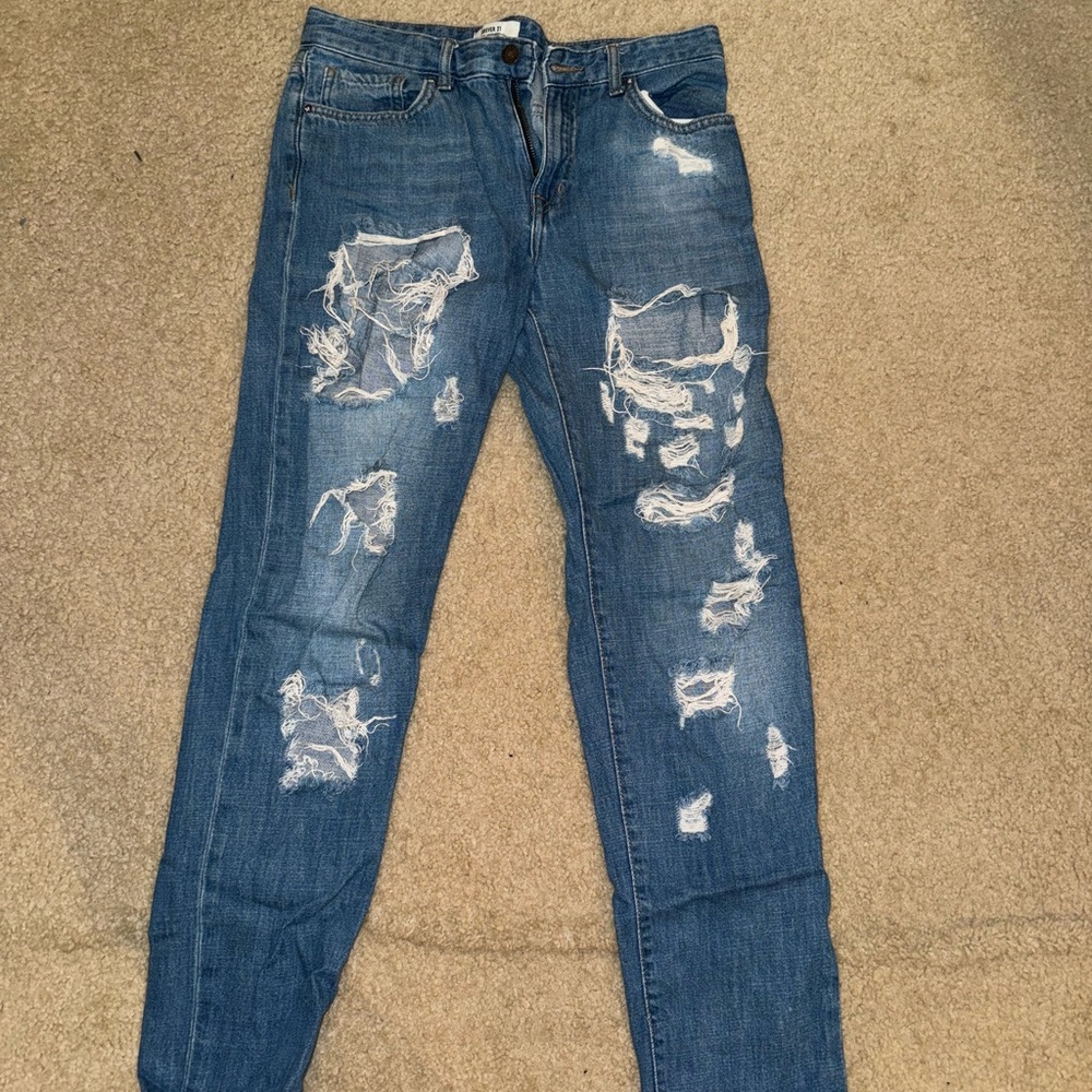 Men's Distressed Blue Jeans